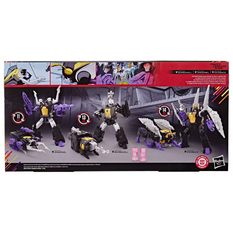 Hasbro - Transformers The Movie - Collezione Insecticon Bombshell, Insecticon Shrapnel e Insecticon Kickback - Collezione MTMTE