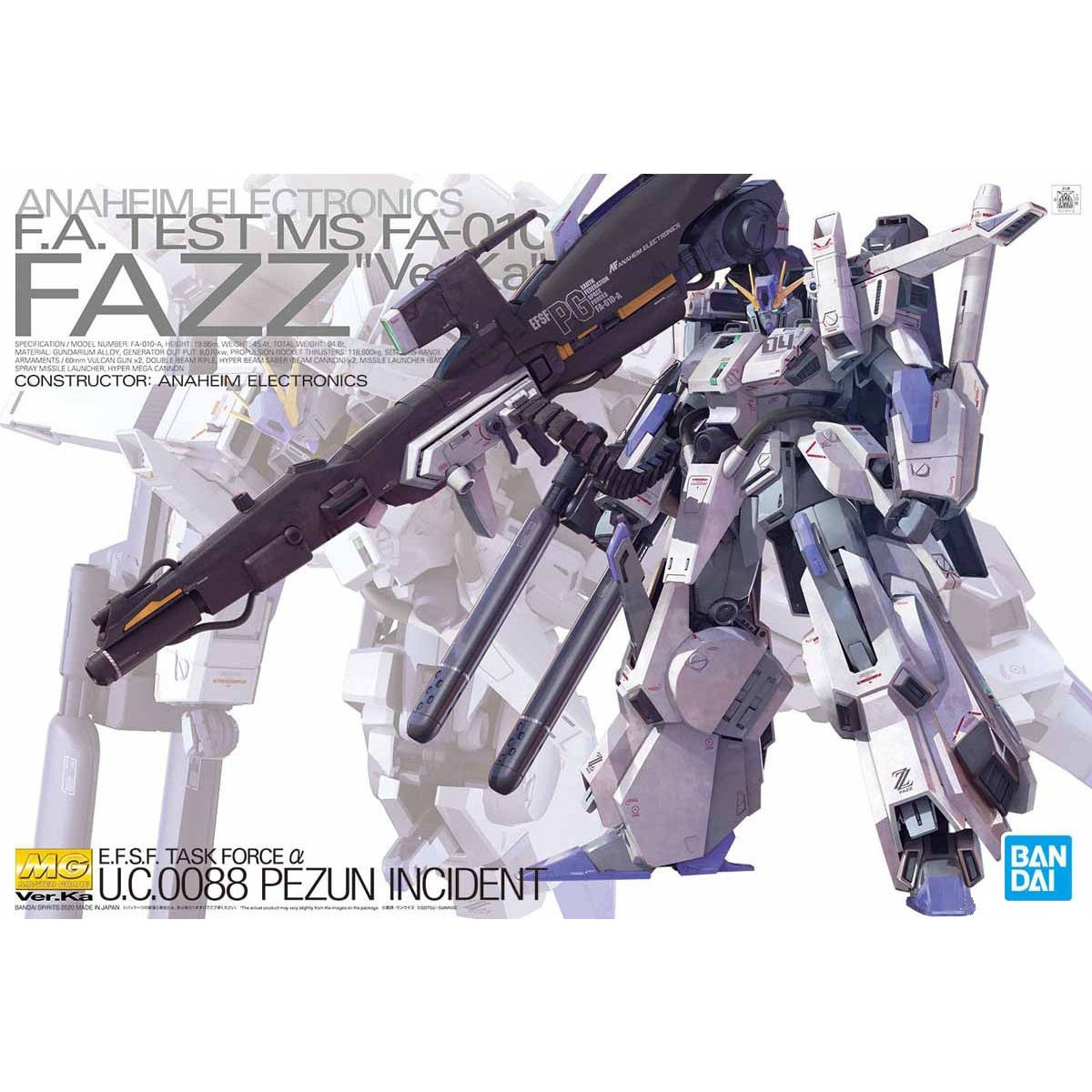 Bandai - Gunpla - 1/100 MG - MS FA-010 FAZZ Ver. Ka - Mobile Suit Gundam U.C.0088 Incidente di Pezun