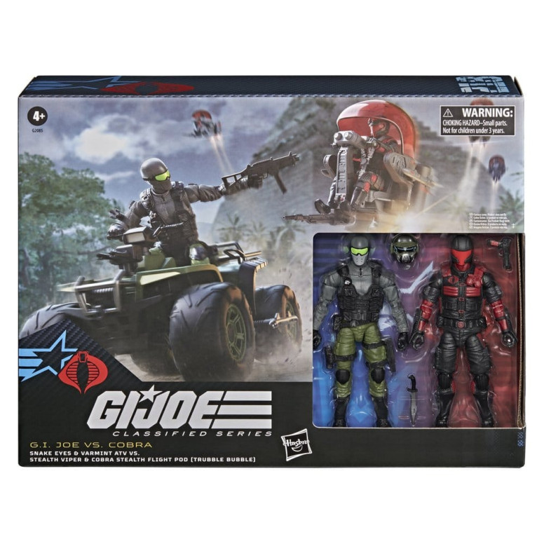 Hasbro G.I.JOE Serie Classified - Snake Eyes & Varmint ATV contro Stealth Viper & Stealth Flight Pod (Trubble Bubble) Cobra