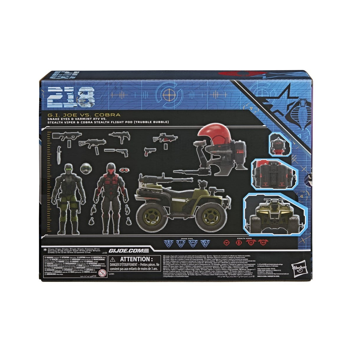 Hasbro G.I.JOE Serie Classified - Snake Eyes & Varmint ATV contro Stealth Viper & Stealth Flight Pod (Trubble Bubble) Cobra