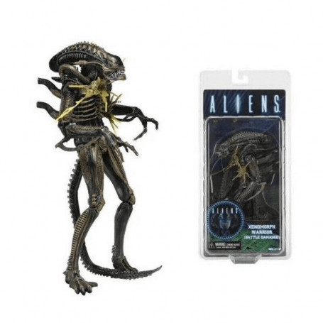 NECA ALIENS - Marrone Xenomorfo Guerriero Xenomorfo da battaglia danneggiato Serie 12