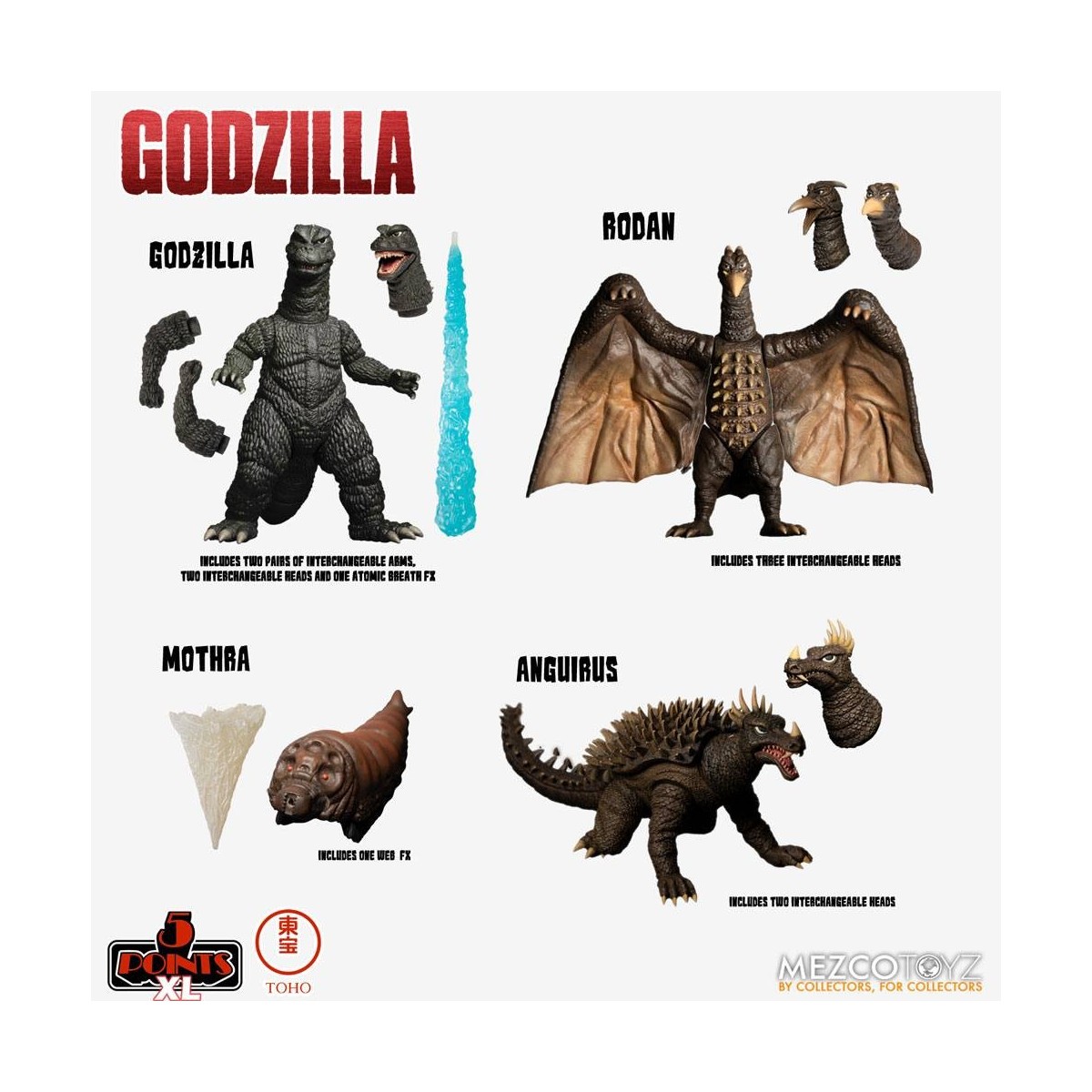 Mezco 5 Points XL Deluxe Box Set Round 1 - Godzilla: The Invaders Attack