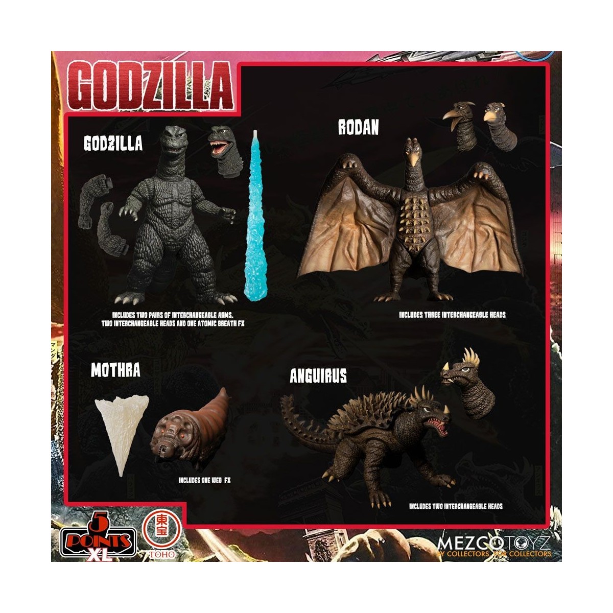 Mezco 5 Points XL Deluxe Box Set Round 1 - Godzilla: The Invaders Attack
