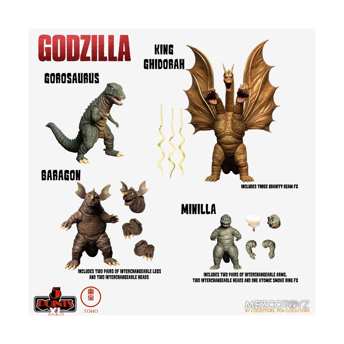 Mezco 5 Points XL Deluxe Box Set Round 2 - Godzilla: The Invaders Attack