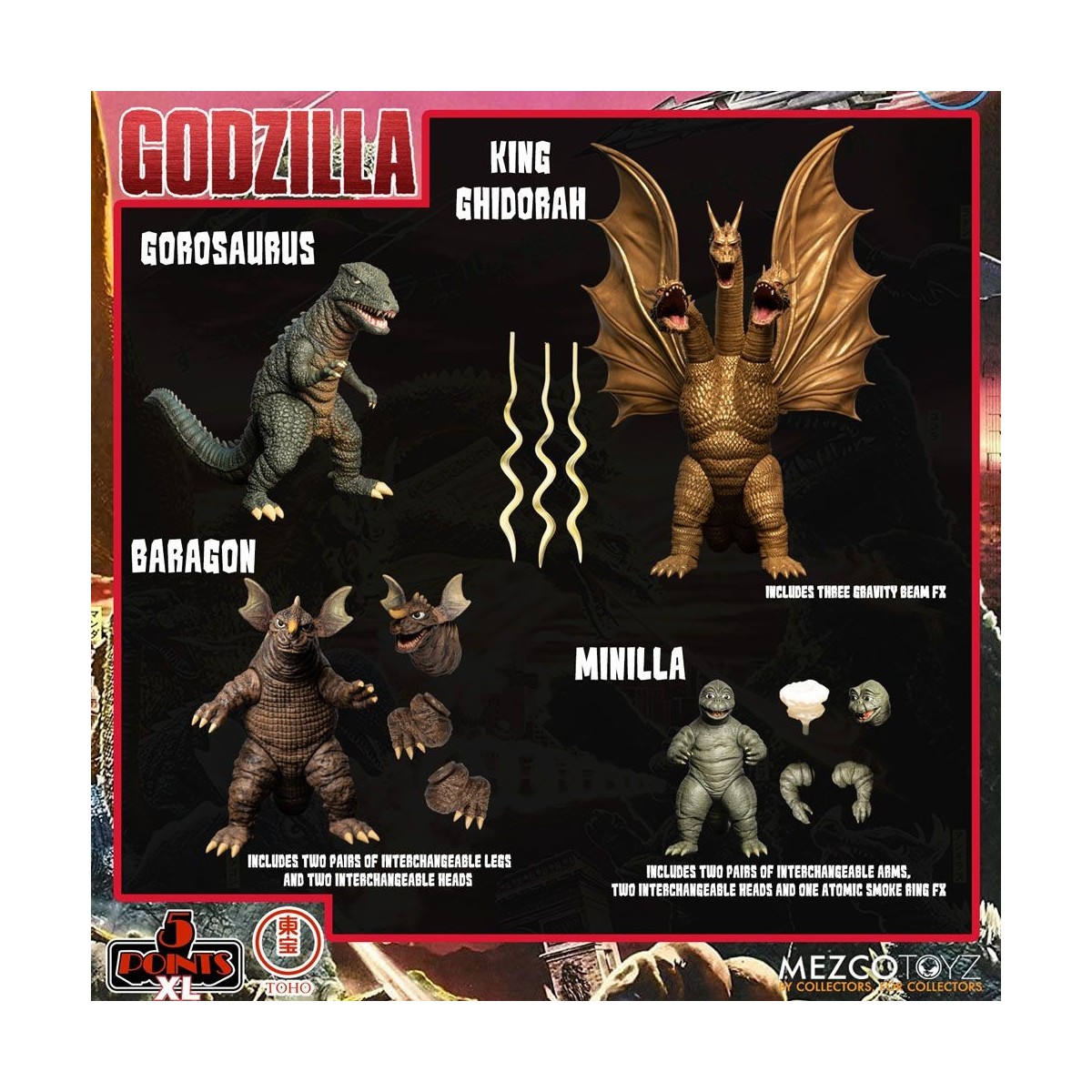 Mezco 5 Points XL Deluxe Box Set Round 2 - Godzilla: The Invaders Attack