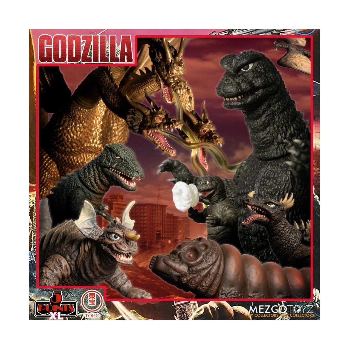 Mezco 5 Points XL Deluxe Box Set Round 2 - Godzilla: The Invaders Attack