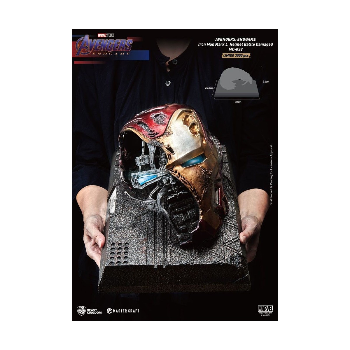Beast Kingdom - Avengers Endgame Master Craft Iron Man Mark50 Helmet Battle Damaged