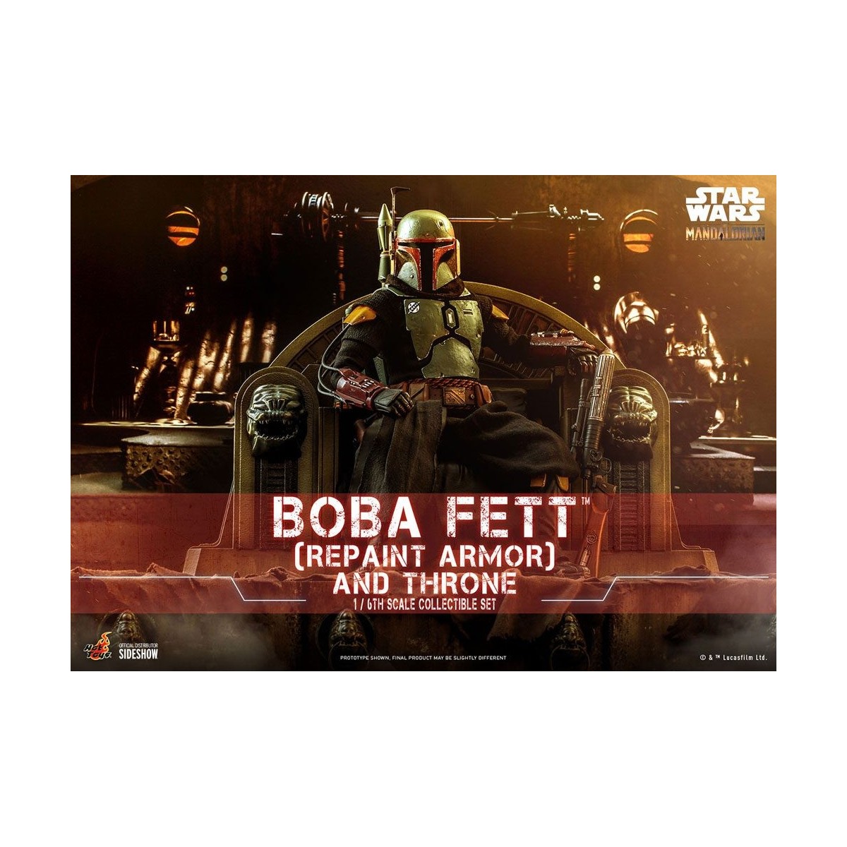 Hot Toys Star Wars The Mandalorian - Boba Fett (ridipingere l'armatura) e il trono 1/6 Movie Masterpiece