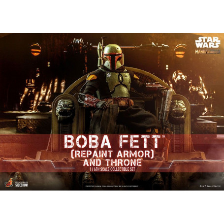 Hot Toys Star Wars The Mandalorian - Boba Fett (ridipingere l'armatura) e il trono 1/6 Movie Masterpiece
