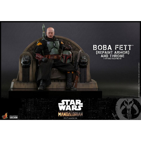Hot Toys Star Wars The Mandalorian - Boba Fett (ridipingere l'armatura) e il trono 1/6 Movie Masterpiece
