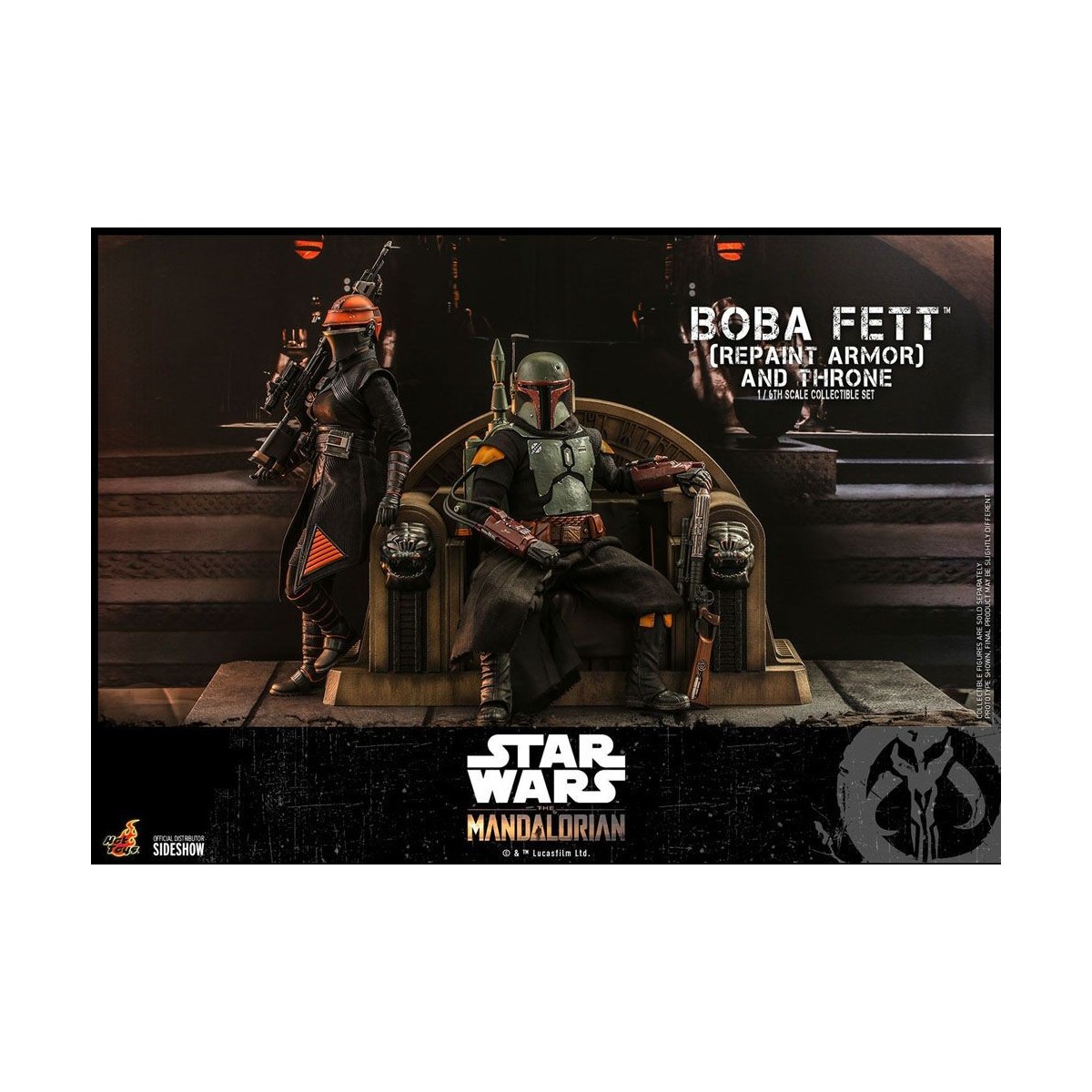 Hot Toys Star Wars The Mandalorian - Boba Fett (ridipingere l'armatura) e il trono 1/6 Movie Masterpiece