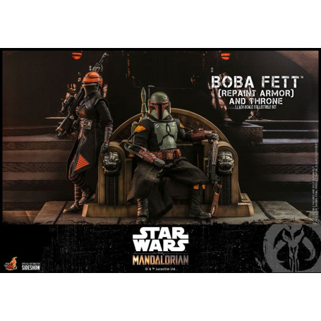 Hot Toys Star Wars The Mandalorian - Boba Fett (ridipingere l'armatura) e il trono 1/6 Movie Masterpiece