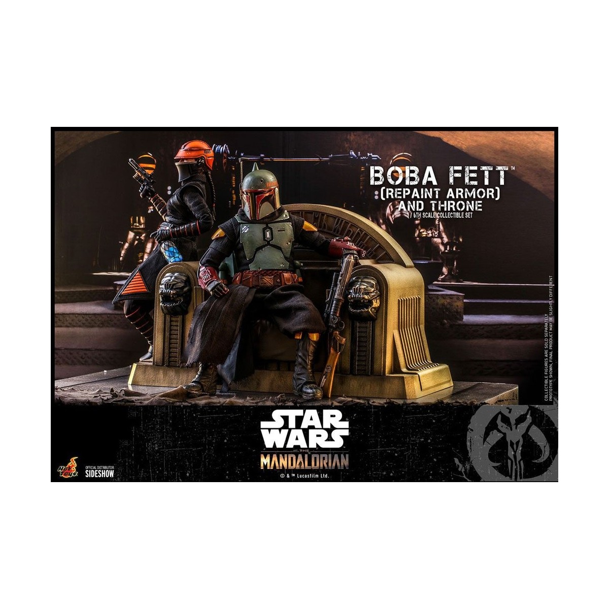 Hot Toys Star Wars The Mandalorian - Boba Fett (ridipingere l'armatura) e il trono 1/6 Movie Masterpiece