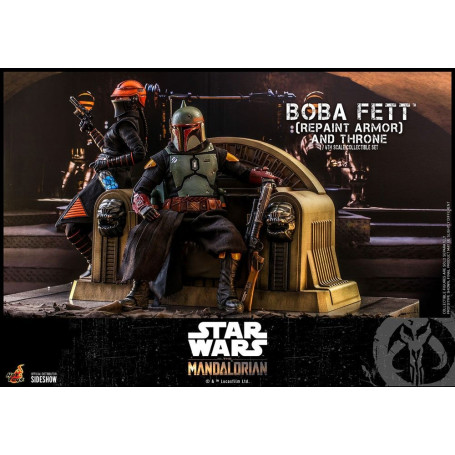Hot Toys Star Wars The Mandalorian - Boba Fett (ridipingere l'armatura) e il trono 1/6 Movie Masterpiece