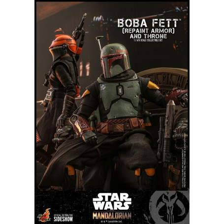 Hot Toys Star Wars The Mandalorian - Boba Fett (ridipingere l'armatura) e il trono 1/6 Movie Masterpiece