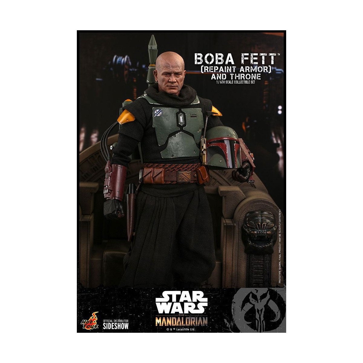 Hot Toys Star Wars The Mandalorian - Boba Fett (ridipingere l'armatura) e il trono 1/6 Movie Masterpiece