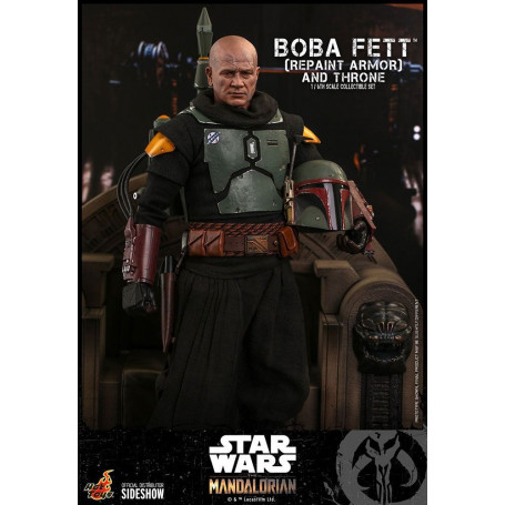Hot Toys Star Wars The Mandalorian - Boba Fett (ridipingere l'armatura) e il trono 1/6 Movie Masterpiece