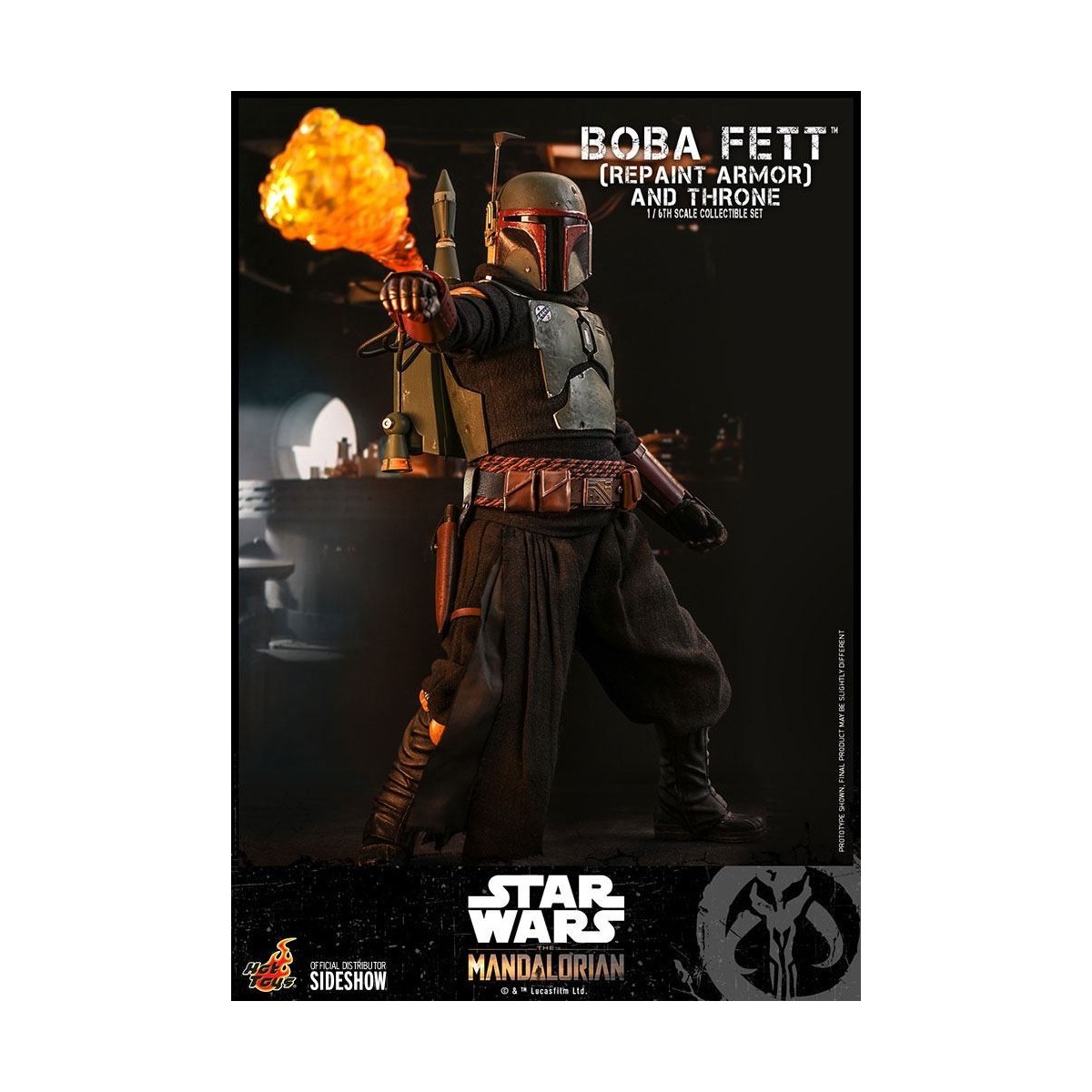 Hot Toys Star Wars The Mandalorian - Boba Fett (ridipingere l'armatura) e il trono 1/6 Movie Masterpiece