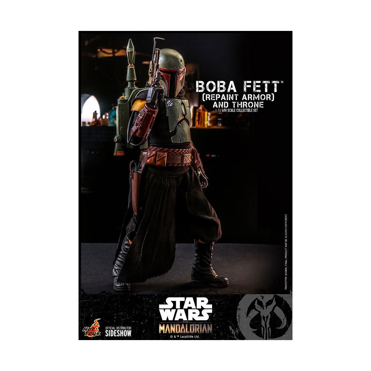 Hot Toys Star Wars The Mandalorian - Boba Fett (ridipingere l'armatura) e il trono 1/6 Movie Masterpiece