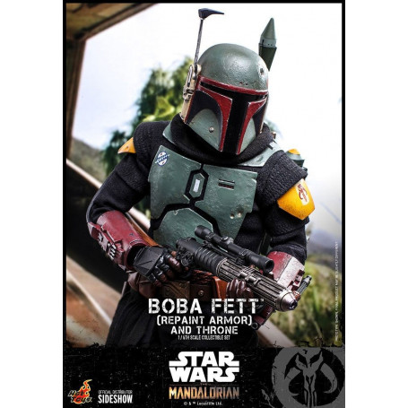 Hot Toys Star Wars The Mandalorian - Boba Fett (ridipingere l'armatura) e il trono 1/6 Movie Masterpiece