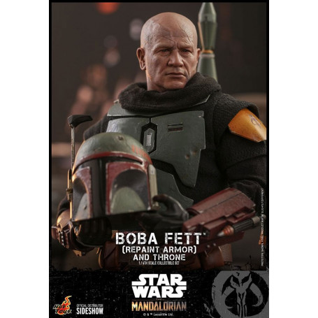 Hot Toys Star Wars The Mandalorian - Boba Fett (ridipingere l'armatura) e il trono 1/6 Movie Masterpiece