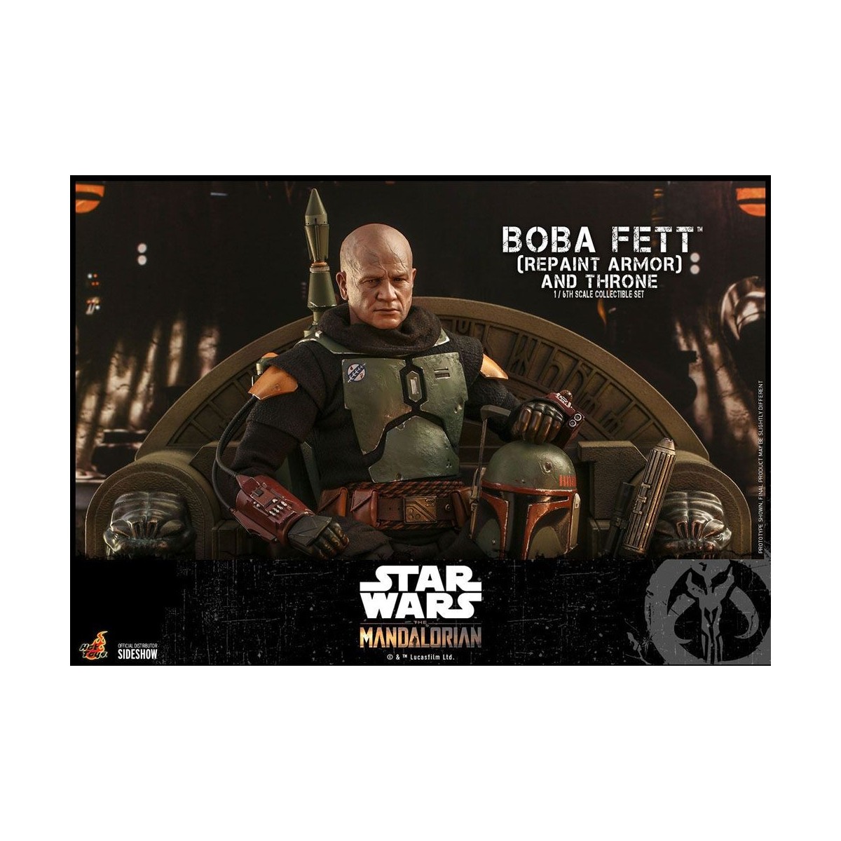 Hot Toys Star Wars The Mandalorian - Boba Fett (ridipingere l'armatura) e il trono 1/6 Movie Masterpiece