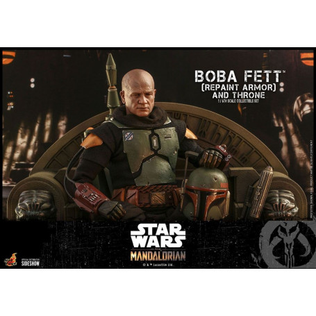 Hot Toys Star Wars The Mandalorian - Boba Fett (ridipingere l'armatura) e il trono 1/6 Movie Masterpiece