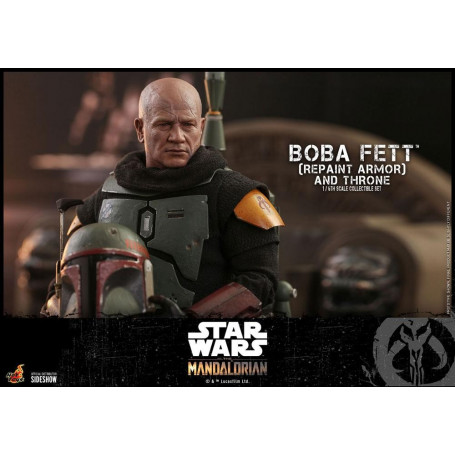Hot Toys Star Wars The Mandalorian - Boba Fett (ridipingere l'armatura) e il trono 1/6 Movie Masterpiece