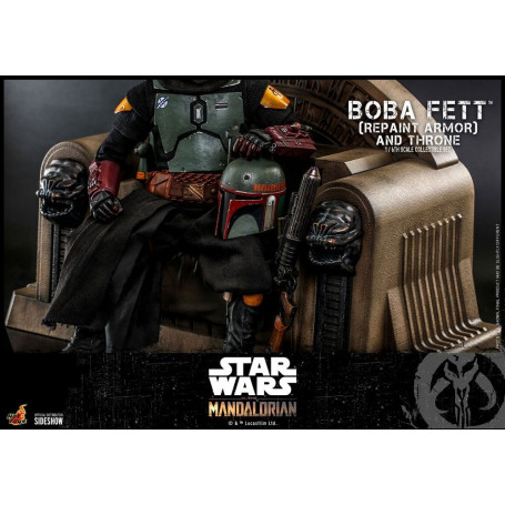 Hot Toys Star Wars The Mandalorian - Boba Fett (ridipingere l'armatura) e il trono 1/6 Movie Masterpiece