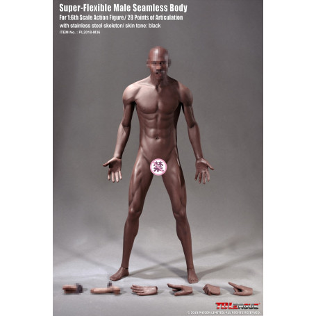 Phicen - TBLeague 1/6th Scale Super-Flexible Male Seamless Body - Black Body Medium Muscle 
