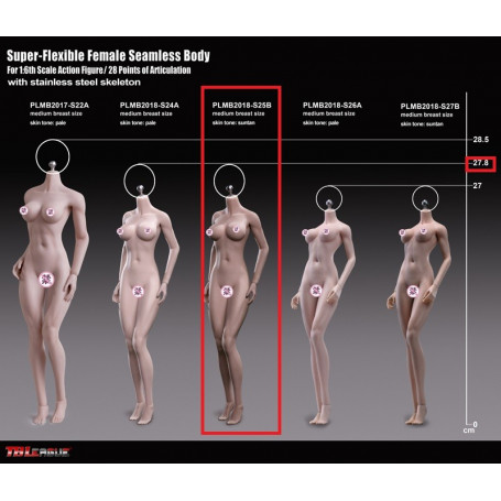 Phicen - TBLeague 1/6 Scale Female Super-Flexible Seamless Body - Medium Tan Body