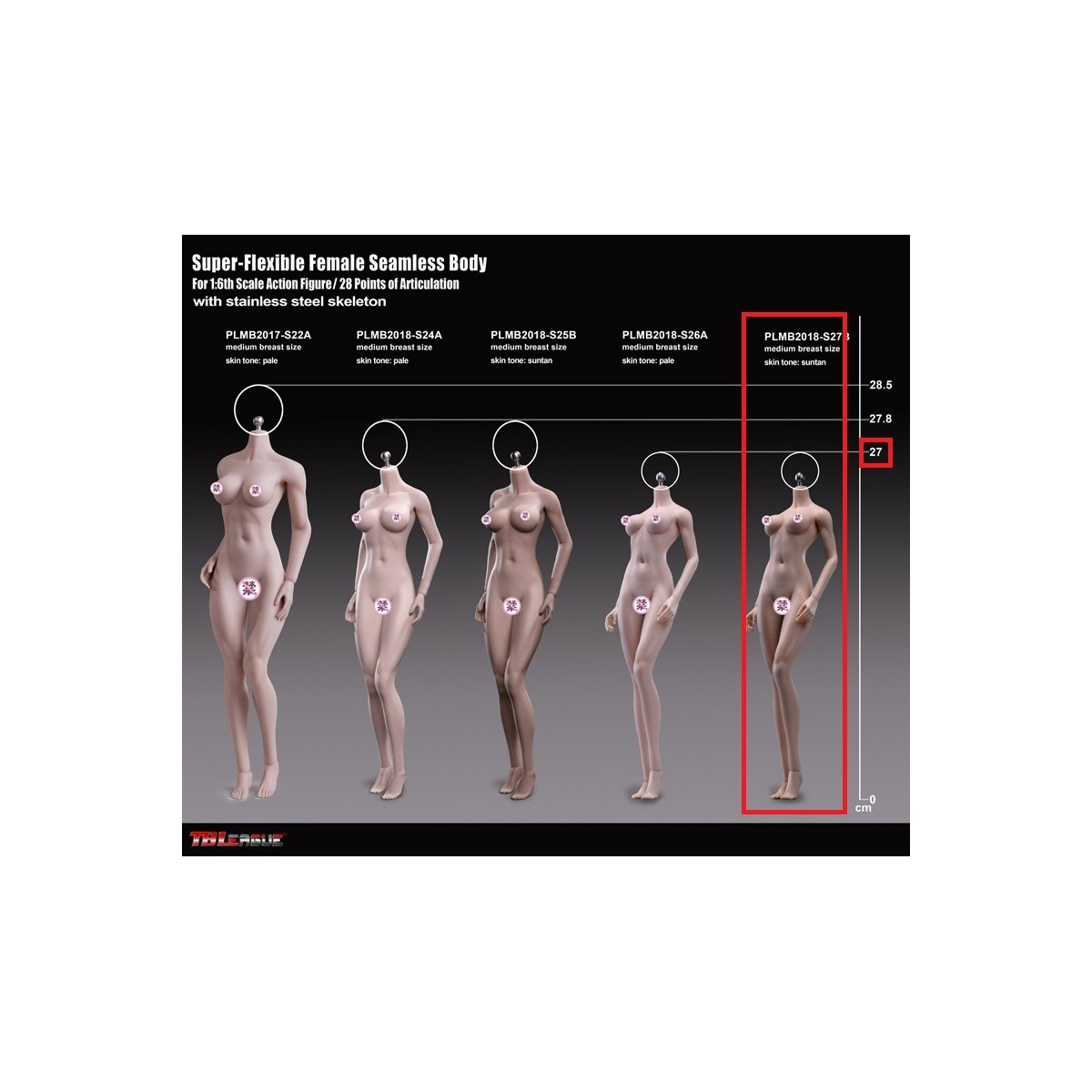 Phicen - TBLeague 1/6 Scale Female Super-Flexible Seamless Body - Piccolo corpo abbronzato con coppe medie