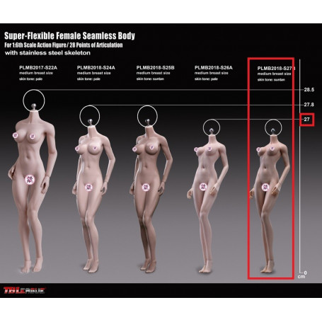 Phicen - TBLeague 1/6 Scale Female Super-Flexible Seamless Body - Piccolo corpo abbronzato con coppe medie