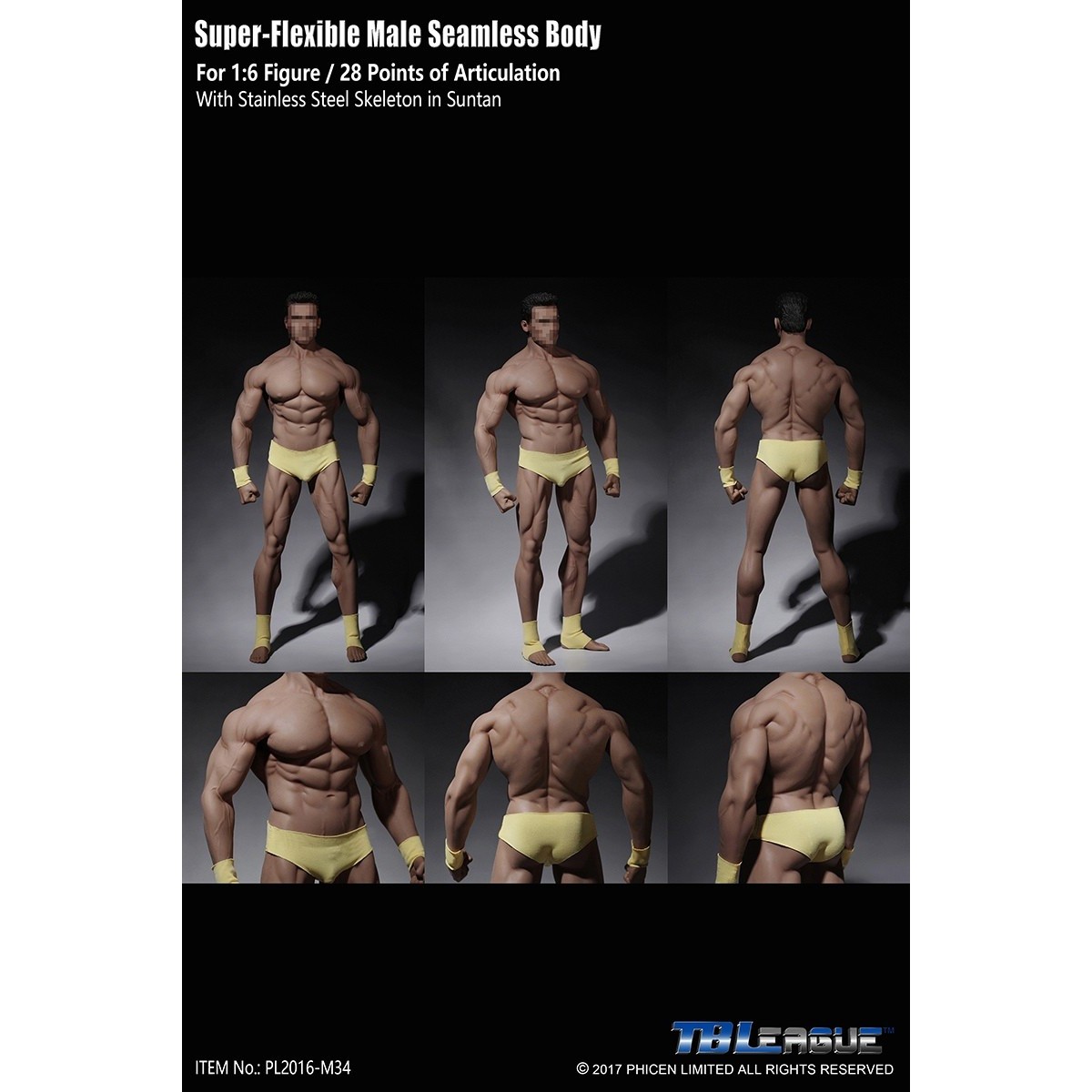 Phicen - TBLeague 1/6th Scale Super-Flexible Male Seamless Body - Very Tanned Body