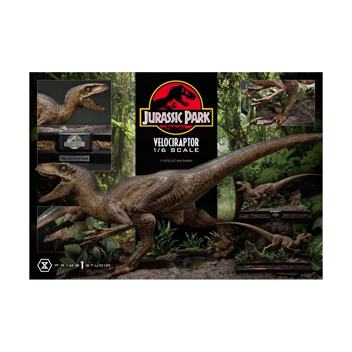 Prime 1 Studio - Velociraptor Attack - Jurassic Park 1/6 - Collezione Legacy Museum