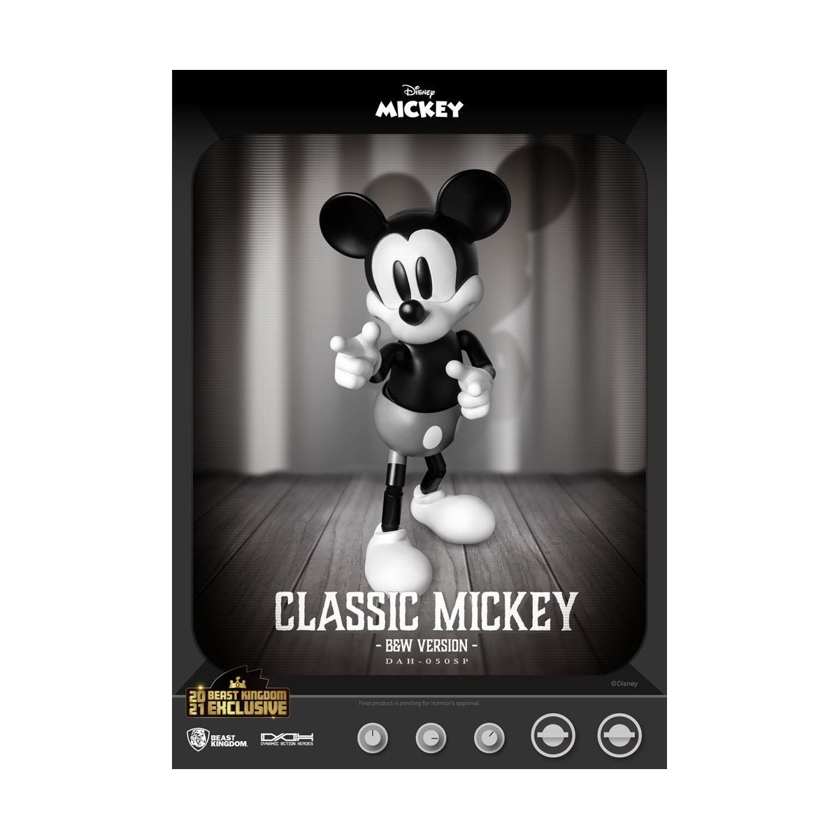 Figurina Disney Classic Beast Kingdom - Mickey Classic B&W Version - Dynamic Action Heroes 1/9