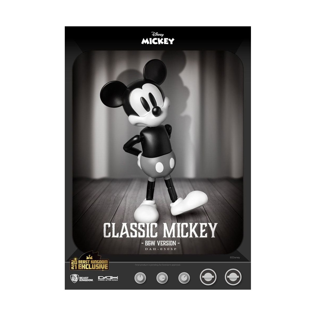 Figurina Disney Classic Beast Kingdom - Mickey Classic B&W Version - Dynamic Action Heroes 1/9