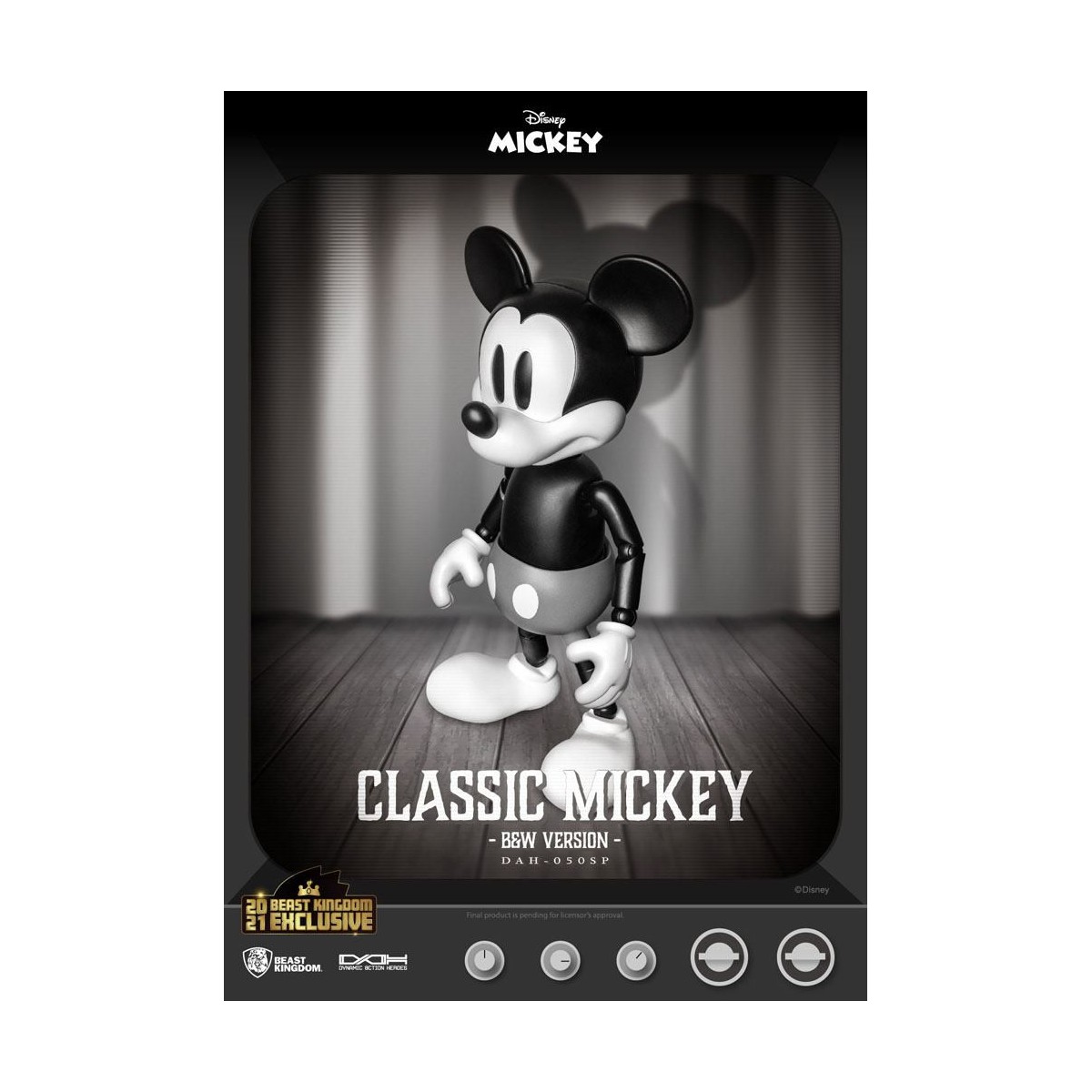 Figurina Disney Classic Beast Kingdom - Mickey Classic B&W Version - Dynamic Action Heroes 1/9