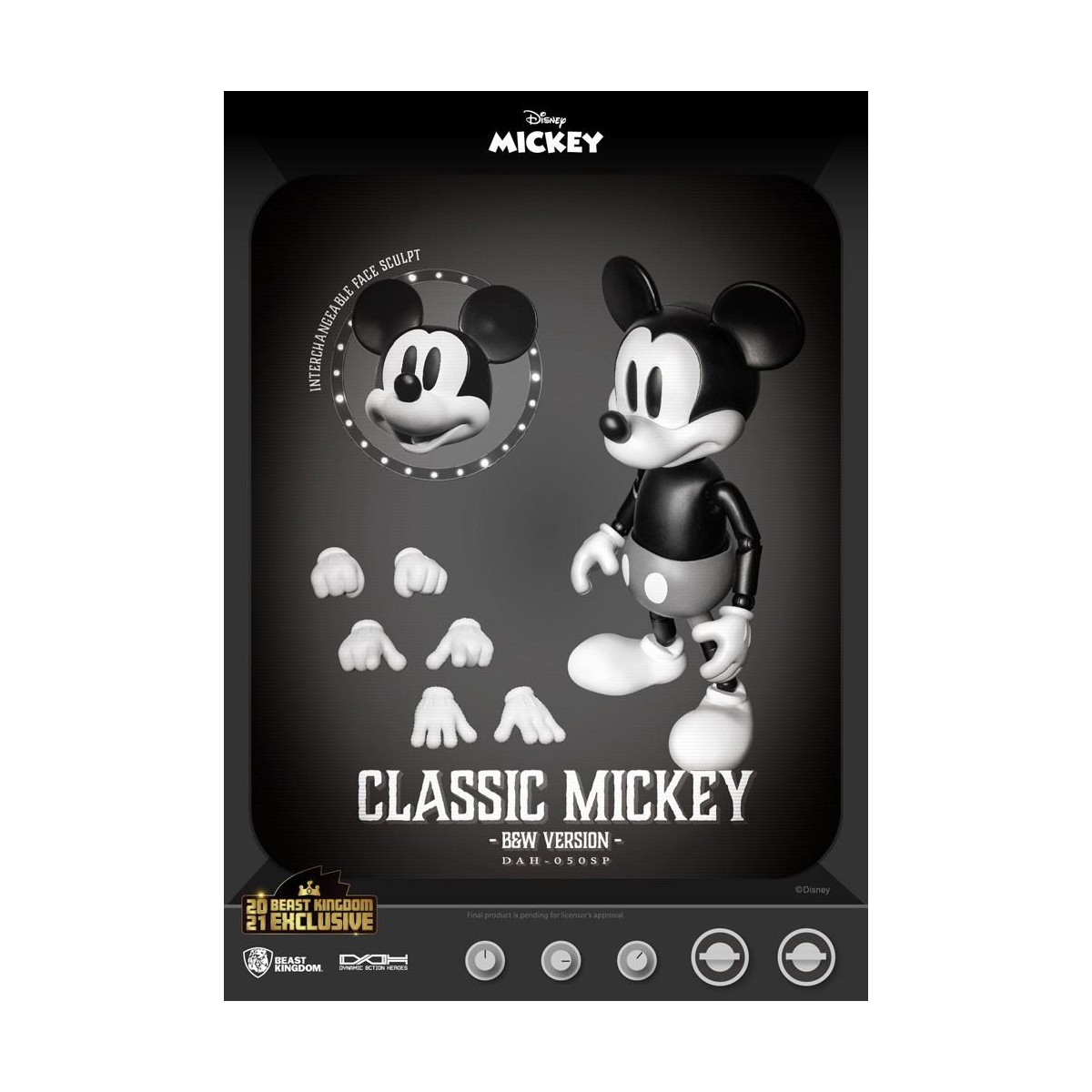 Figurina Disney Classic Beast Kingdom - Mickey Classic B&W Version - Dynamic Action Heroes 1/9