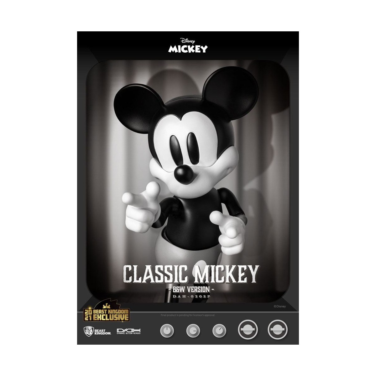 Figurina Disney Classic Beast Kingdom - Mickey Classic B&W Version - Dynamic Action Heroes 1/9