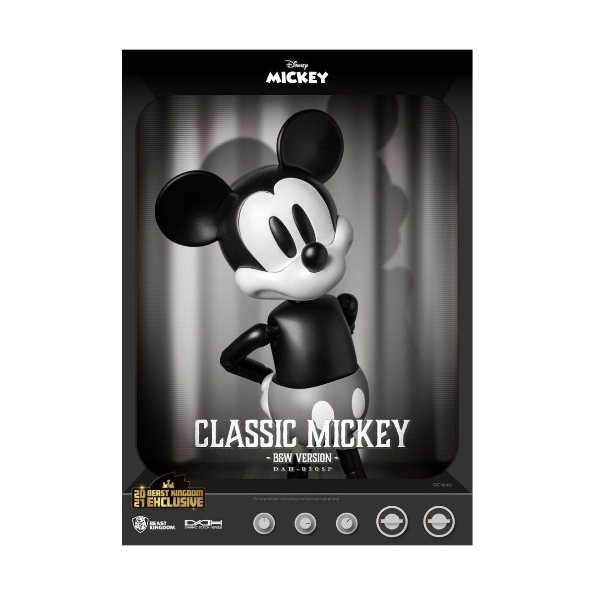 Figurina Disney Classic Beast Kingdom - Mickey Classic B&W Version - Dynamic Action Heroes 1/9