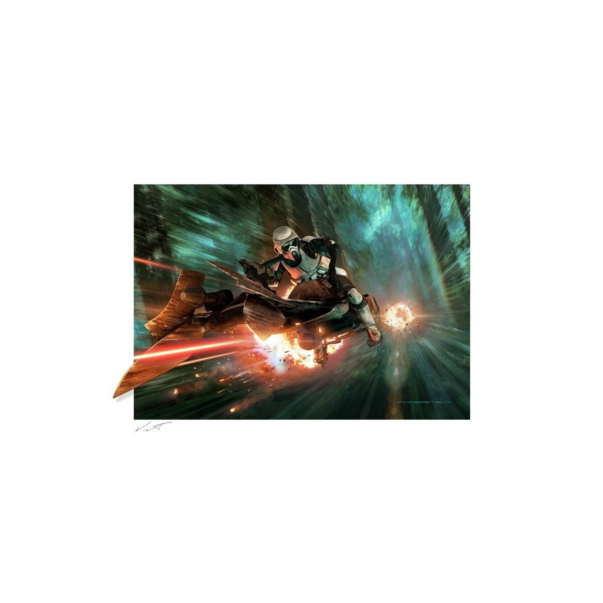 Star wars print Stampa d'arte - Endor Chase - 46 x 61 cm senza cornice - Il ritorno dello Jedi