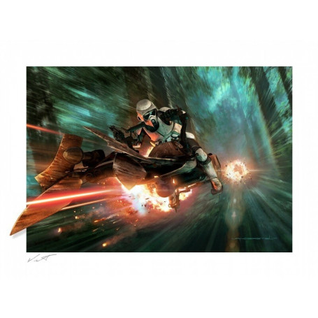 Star wars print Stampa d'arte - Endor Chase - 46 x 61 cm senza cornice - Il ritorno dello Jedi