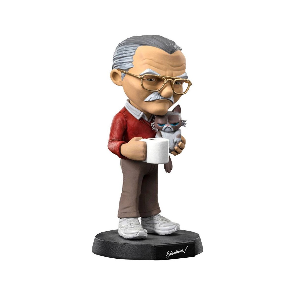 Iron Studios - Figura d'azione di Stan Lee con gatto brontolone - Mini Co.