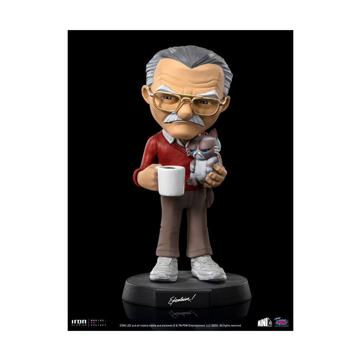 Iron Studios - Figura d'azione di Stan Lee con gatto brontolone - Mini Co.