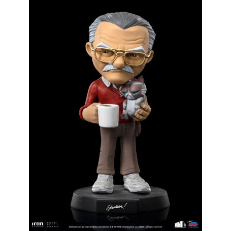 Iron Studios - Figura d'azione di Stan Lee con gatto brontolone - Mini Co.