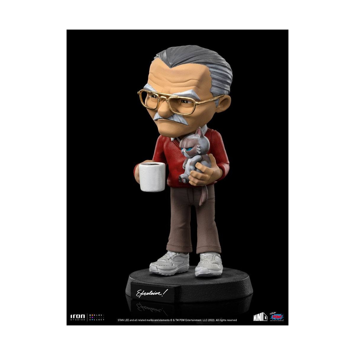 Iron Studios - Figura d'azione di Stan Lee con gatto brontolone - Mini Co.