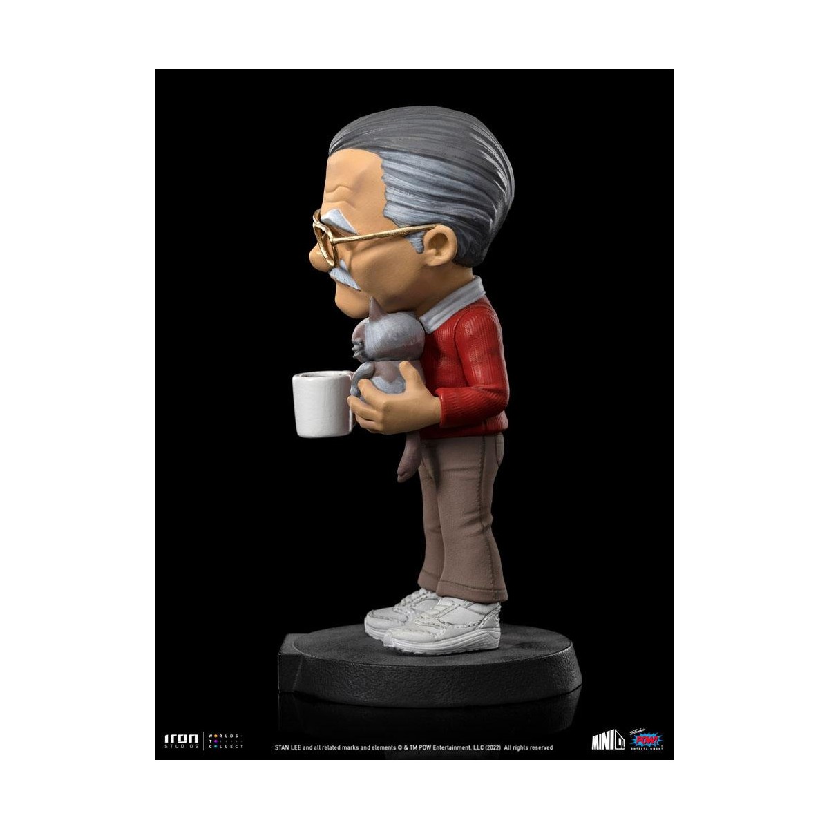 Iron Studios - Figura d'azione di Stan Lee con gatto brontolone - Mini Co.