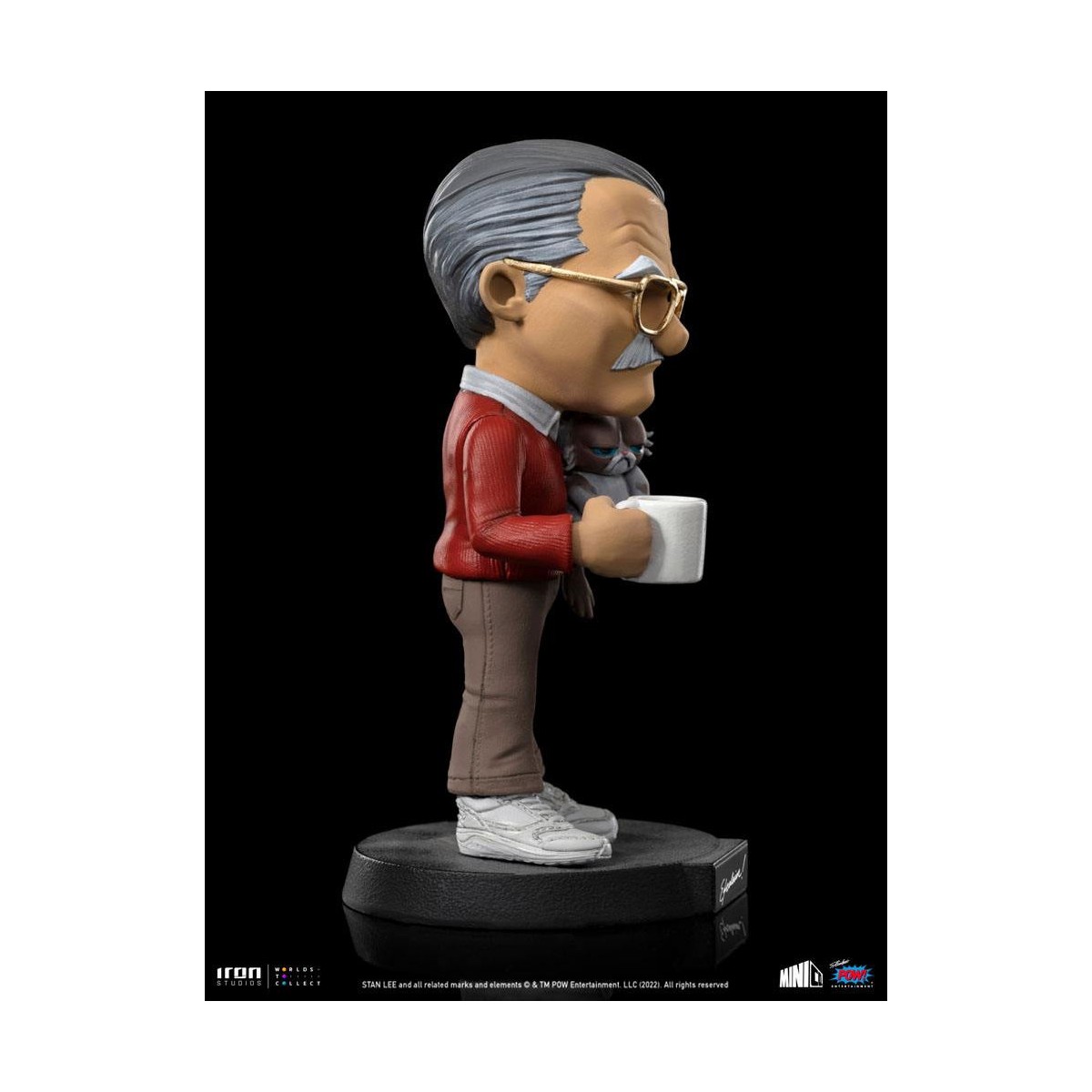 Iron Studios - Figura d'azione di Stan Lee con gatto brontolone - Mini Co.