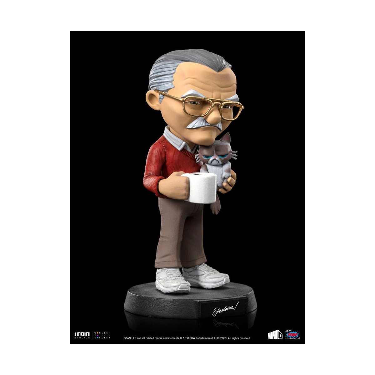 Iron Studios - Figura d'azione di Stan Lee con gatto brontolone - Mini Co.